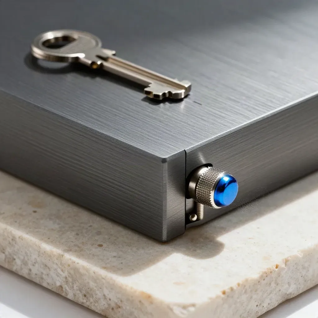 Graphite machined plates, pins, and a coupler on stone under dramatic studio light.